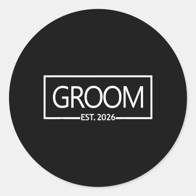 Groom Est 2026 Future Husband Wedding Bachelor Classic Round Sticker (Front)