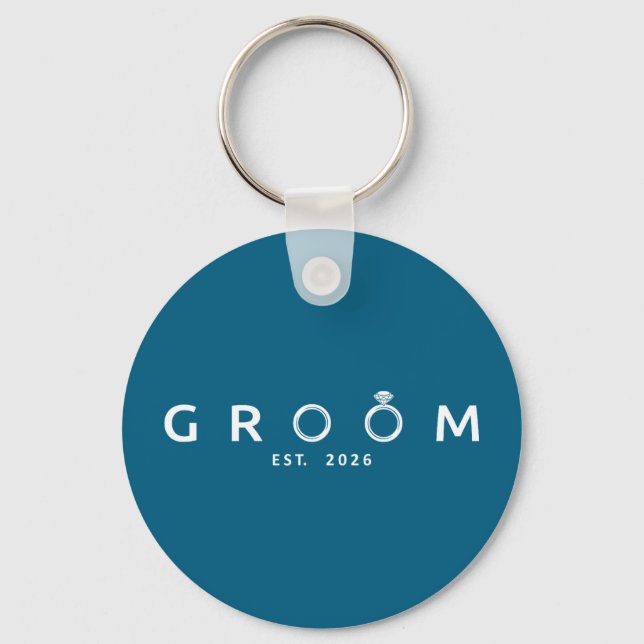 Groom est 2026 future husband wedding bachelor key ring (Front)