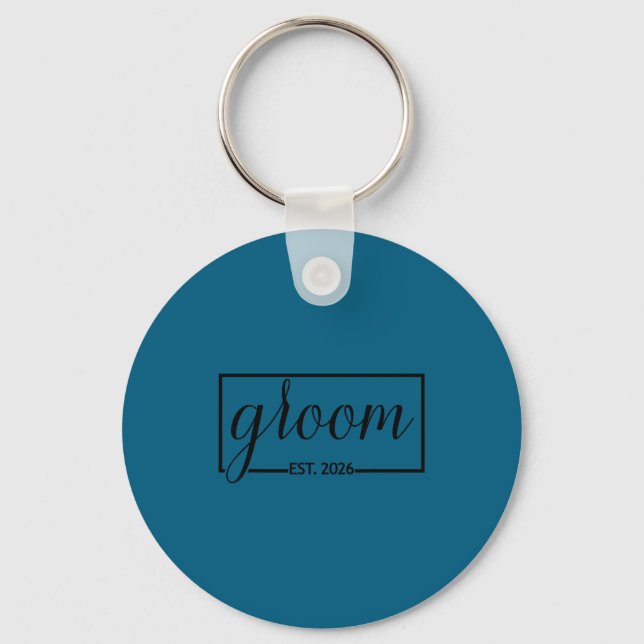 Groom est 2026 future husband wedding bachelor key ring (Front)