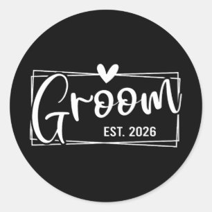 Groom Est. 2026 Husband Just Married Wedding Engag Classic Round Sticker