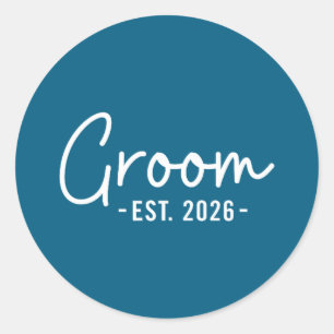 Groom est 2026 husband to be bachelor party pocket classic round sticker