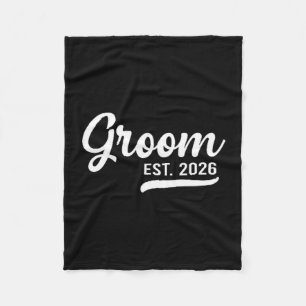 Groom Est 2026 Just Married Honeymoon Wedding Groo Fleece Blanket
