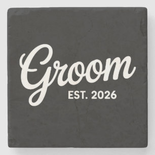 Groom Est 2026 Matching Getting Ready Wedding Stone Coaster