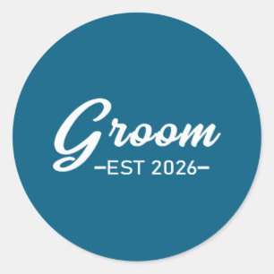 Groom est 2026 mr husband married wedding party classic round sticker
