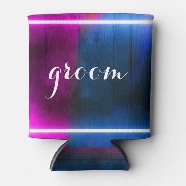 GROOM For Him Wedding Black Can Cooler (Front)