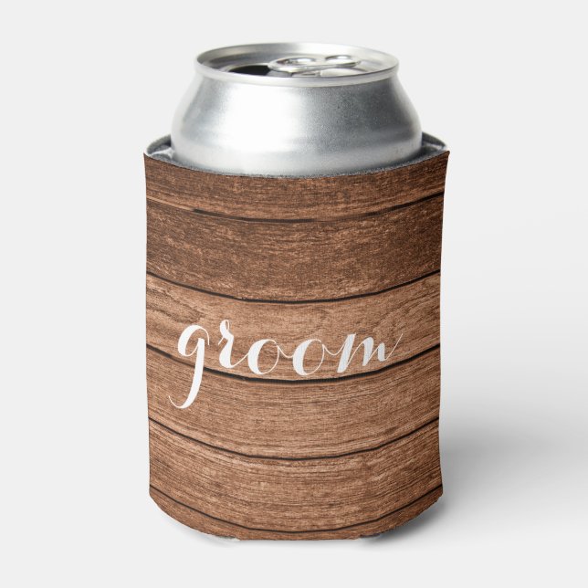 GROOM For Him Wedding Black Can Cooler (Can Front)