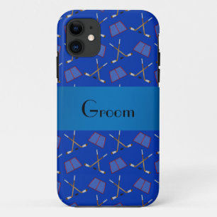 Groom gifts blue hockey pattern Case-Mate iPhone case