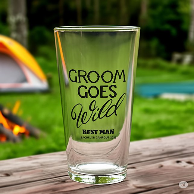Groom Goes Wild Bachelor Party Dark Text Glass (Creator Uploaded)