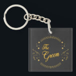 Groom Gold Black Wedding Elegant Key Ring<br><div class="desc">Groom Gold Black Wedding Elegant Keychain is great for the Groom to use during his wedding. It also makes a nice gift for the Groom.</div>