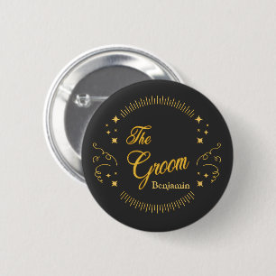 Groom Gold Wedding Elegant Favour Custom 6 Cm Round Badge