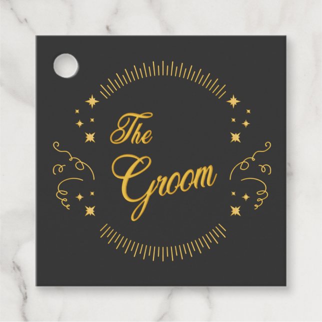 Groom Gold Wedding Elegant Favour Tags (Front)