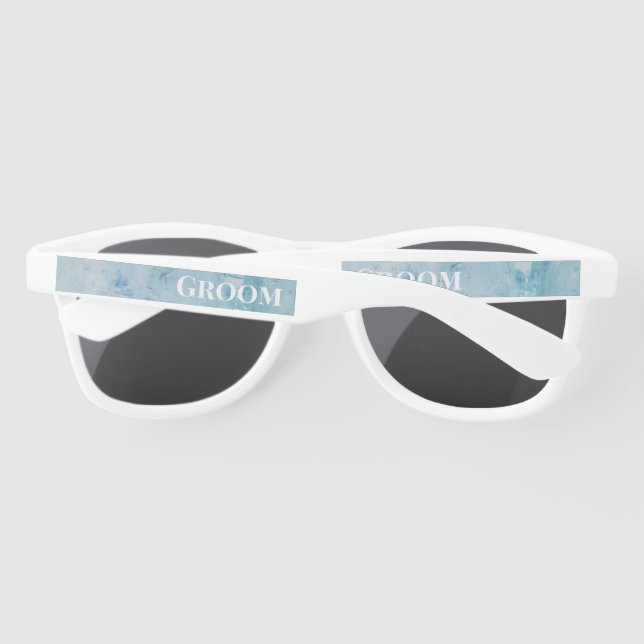 Groom Groomsman Custom Blue Classy Sunglasses (Back)