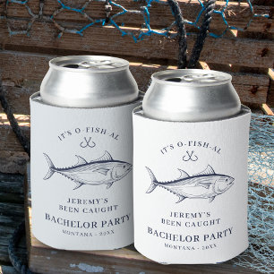 Groom Groomsman Modern Bachelor Party Fishing Trip Can Cooler