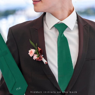 Groom Groomsmen Initials Emerald Green Wedding Tie