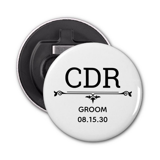 Groom Initials Bottle Opener (Front)
