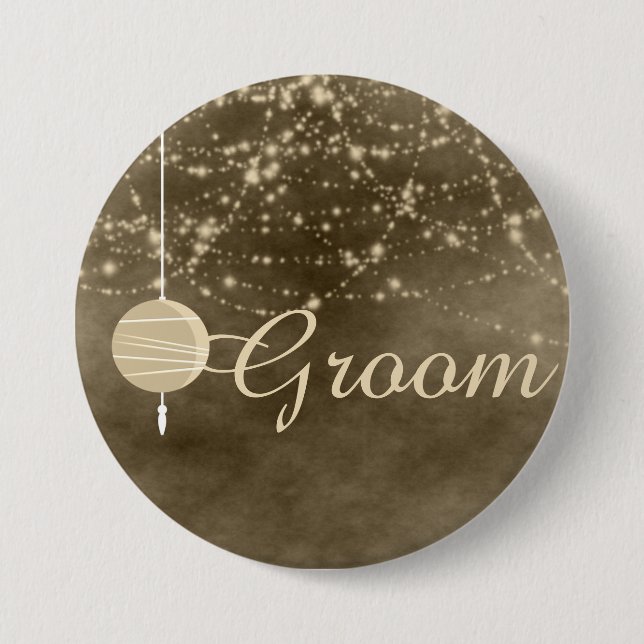 Groom Ivory Lanterns 7.5 Cm Round Badge (Front)
