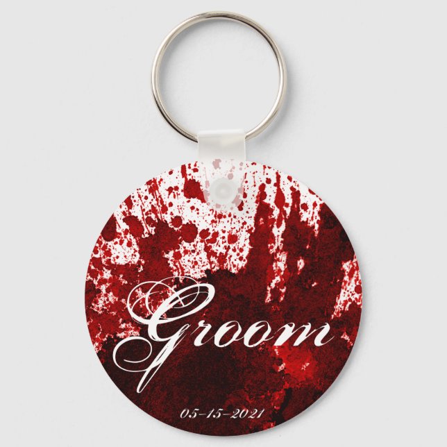Groom Key Chain Blood Splatter Vampire Gothic (Front)