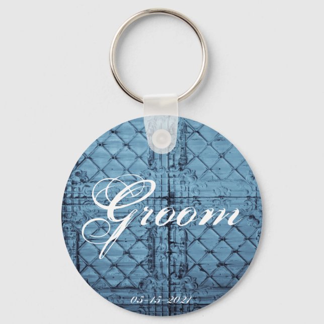 Groom Key Chain Rustic Tin Panel Ceiling Country W (Front)