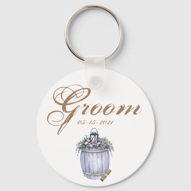 Groom Key Chain Summer Country Wedding Rustic Wate (Front)