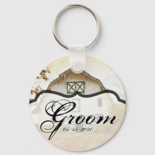 Groom Key Chain Sunset Barn Country Rustic Field H