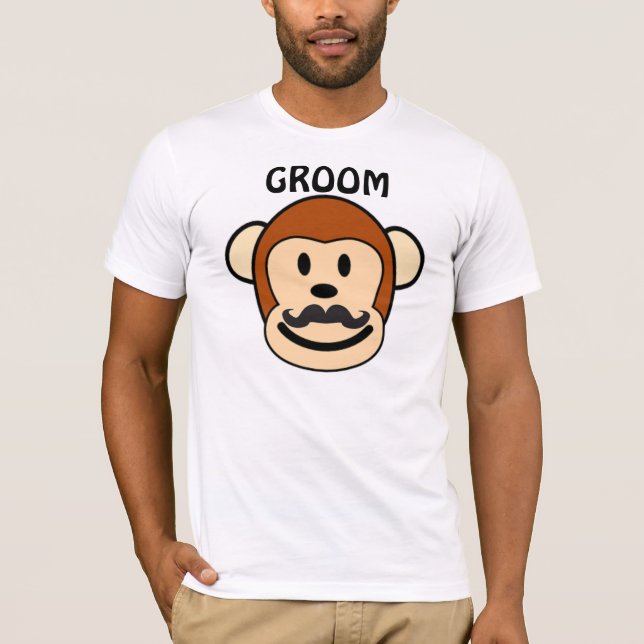 Groom Monkey With Moustache T-Shirt (Front)