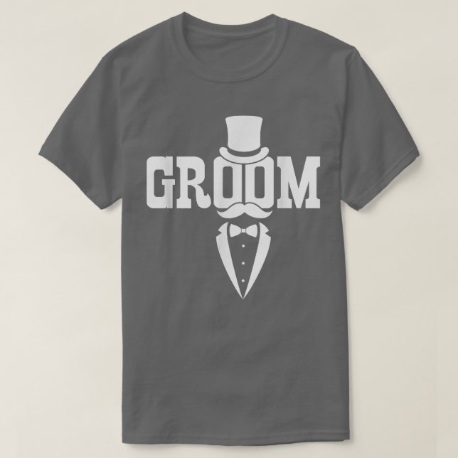 Groom Moustache Hat Wedding Bachelor Party Husband T-Shirt (Design Front)