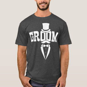Groom Moustache Hat Wedding Bachelor Party Husband T-Shirt