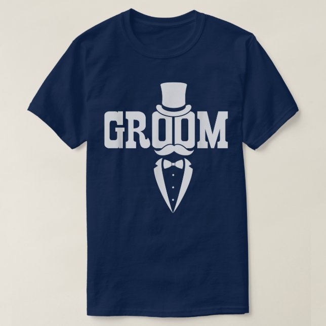 Groom Moustache Hat Wedding Bachelor Party Husband T-Shirt (Design Front)