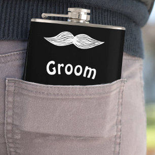 Groom Moustache Hipster Wedding Hip Flask