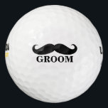 Groom Moustache Wedding Favours Personalised Golf Balls<br><div class="desc">Our fun moustache groomsman/best man/groom golf balls make the perfect wedding favour/bachelor party gifts for the golf lovers. Personalise it or customise it further if you like to change the font,  size & colour of the text as well as move the text.</div>