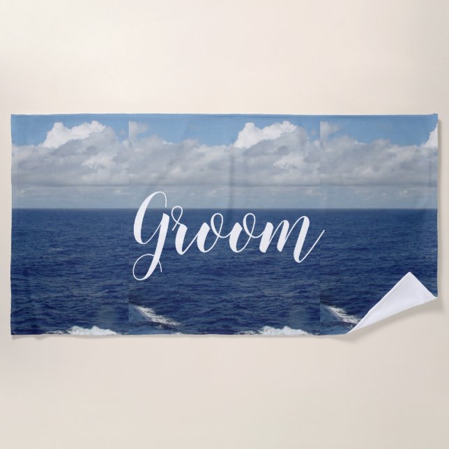 Groom Ocean Waves Beach Towel (Front)
