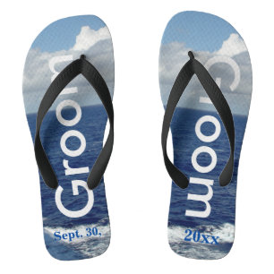 Groom Ocean Waves Blue Sky Jandals