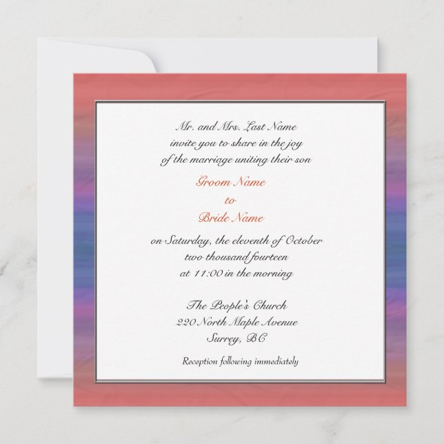 Groom parent's wedding invitations (Front)