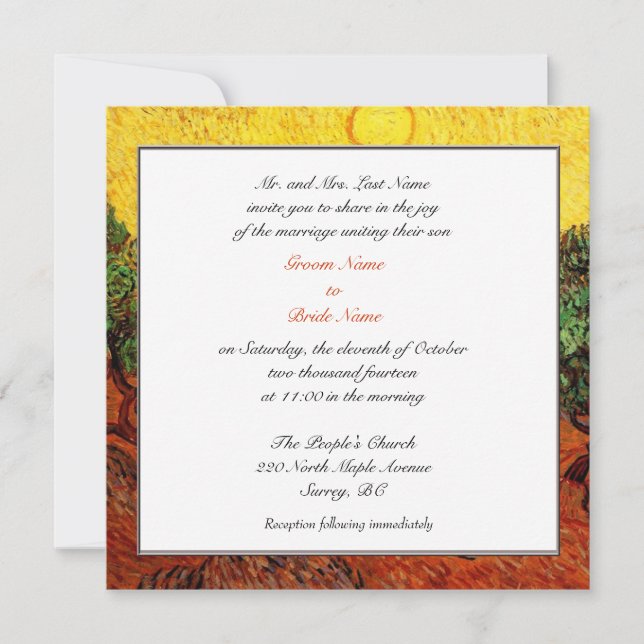 Groom parent's wedding invitations (Front)