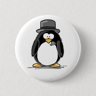 Groom Penguin 6 Cm Round Badge