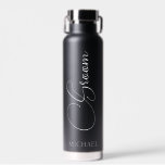 Groom Personalised Script Wedding   Water Bottle<br><div class="desc">This design may be personalised in the area provided by changing the photo and/or text. Or it can be customised by clicking Personalise this Template and then choosing the click to customise further option and delete or change the colour of the background, add text, change the text colour or style,...</div>