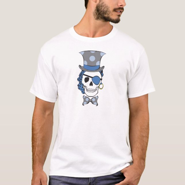 Groom Pirate Skull Blue T-Shirt (Front)