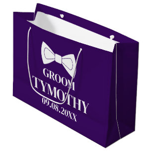 Groom Purple Elegant Modern Gifts Wedding Large Gift Bag