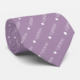 Groom - Repeating White Text on Lavender Tie
