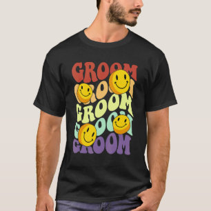 groom retro smile face wedding celebration bachelo T-Shirt