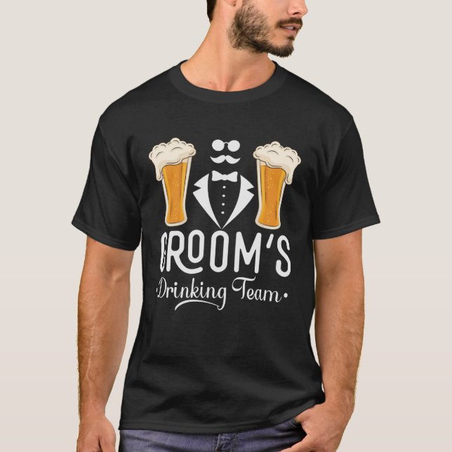 Groom s Drinking Team Wedding Bachelors Party Squa T-Shirt (Front)