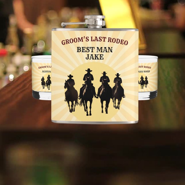 Groom’s Last Rodeo Sunset Best Man Bachelor Party Hip Flask (Groom’s Last Rodeo Sunset Best Man Bachelor Party Flask)