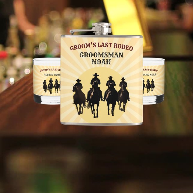 Groom’s Last Rodeo Sunset Groomsman Bachelor Party Hip Flask (Groom’s Last Rodeo Sunset Groomsman Bachelor Party Flask)