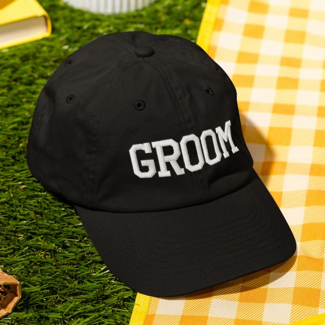 Groom Simple Modern Typography Wedding Custom Embroidered Hat (Creator Uploaded)