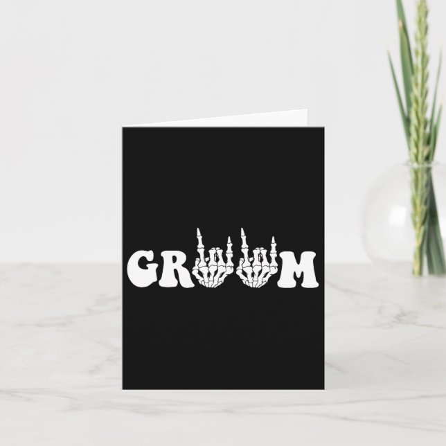 Groom Skeleton Gothic Halloween Wedding Bachelor P Card (Front)