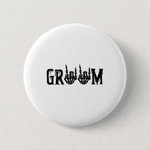 Groom Skeleton Hand Bride Halloween Wedding Bachel 6 Cm Round Badge