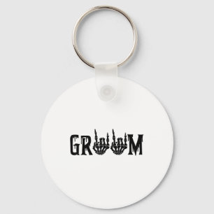 Groom Skeleton Hand Bride Halloween Wedding Bachel Key Ring