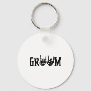 Groom Skeleton Hand Bride Halloween Wedding Bachel Key Ring