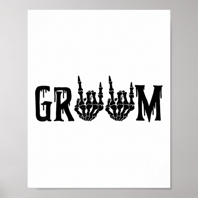 Groom Skeleton Hand Bride Halloween Wedding Bachel Poster (Front)