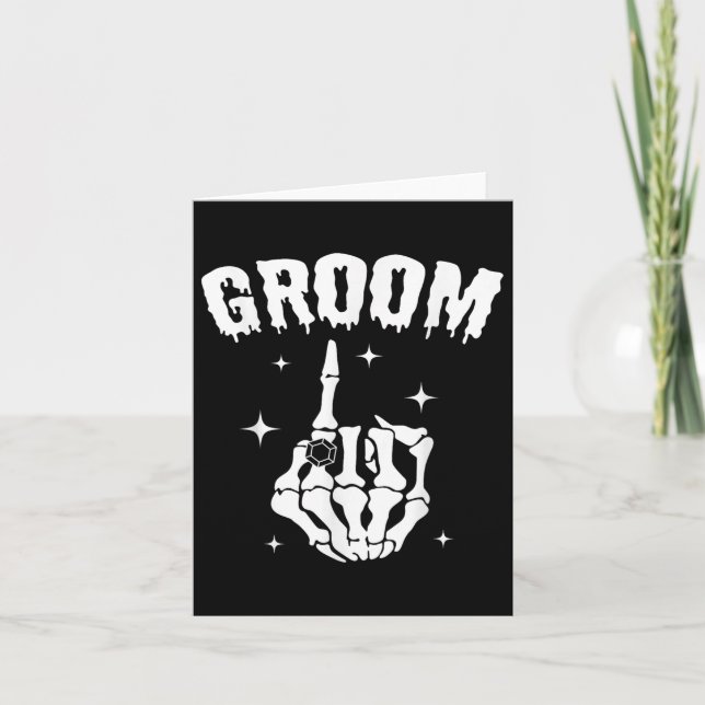 Groom Skeleton Hand Wedding Halloween Couples Matc Card (Front)